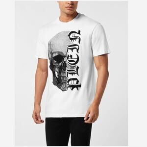 Philipp Plein Men's White Gothic Plein Stones Round Neck T-Shirt Size XXL
